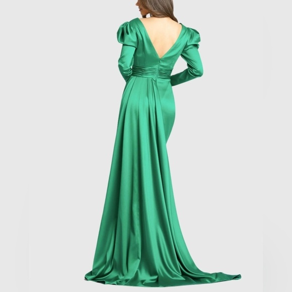 MAC DUGGAL 12404 NWT Faux Wrap Long Sleeve A Line Gown - Picture 2 of 6